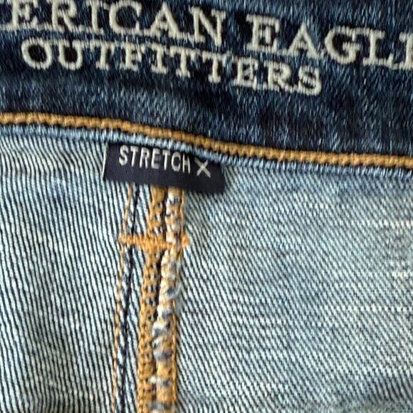American Eagle Skinny‎ Kick Jeans Womens 20 Long Blue Mid Rise Boho Distressed - Picture 7 of 14